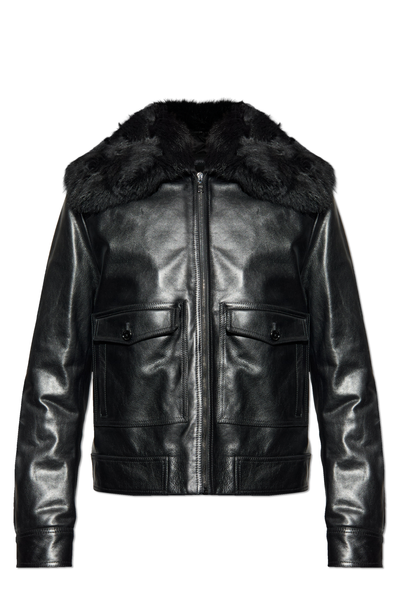 Dolce & Gabbana Leather jacket with fur collar | Men's | Vitkac
